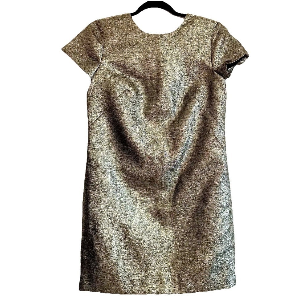 Madewell Dress Women's 0 Gold Metallic Side Pockets Lined Zipper Back V